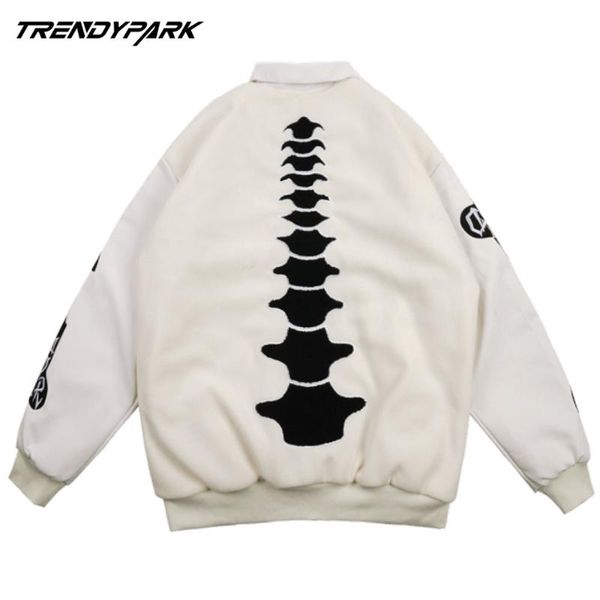 

men's jackets arrival spine bones single breasted appliques bomber jacket men embroidery fashion baseball uniform casual coat, Black;brown