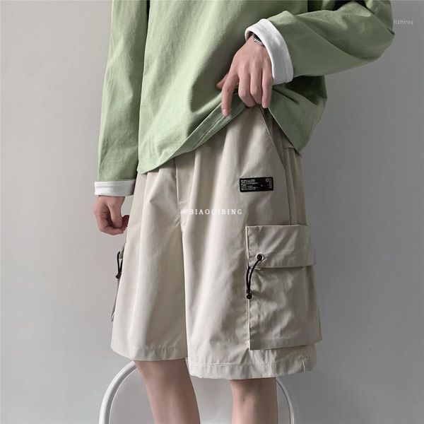 

men's shorts streetwear summer casual men side-pockets hip hop cargo knee length bermuda short pants drop, White;black