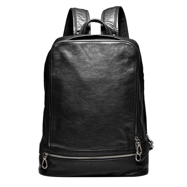 

backpack genuine leather men cowhide large capacity lapbag multifunction student school travel male rucksack