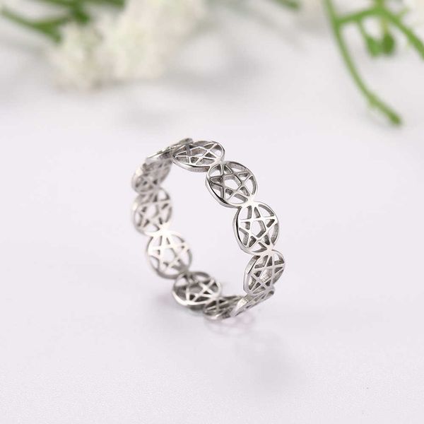 

ring cooltime pentagram star men's viking protection pagan triumph stainless steel couple women talisman supernatural, Golden;silver