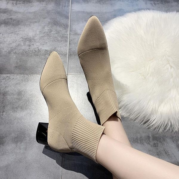 

boots winter 2021 women with net red socks and autumn korean british style ins fashionable handsome, Black