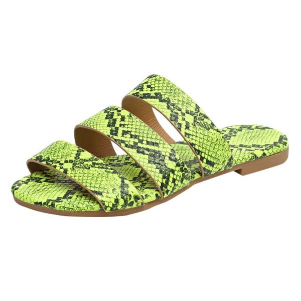 

slippers summer women's shoes snake print hollow ladies flats non-slip beach casual flip flops pantuflas de mujer #20, Black