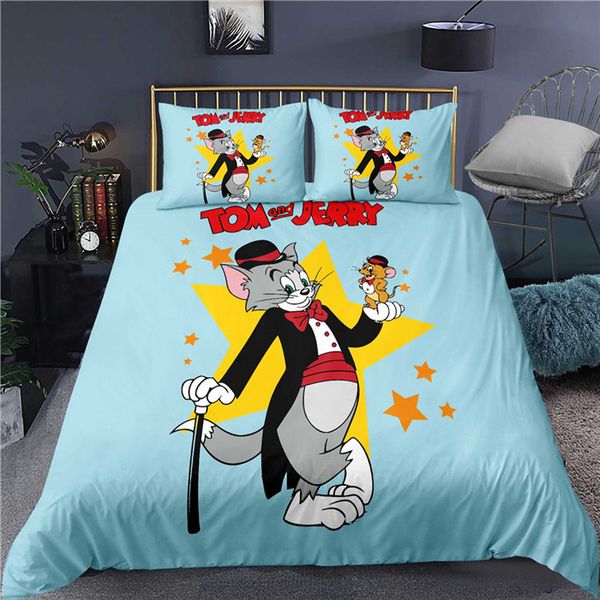 

cartoon cat and mouse 3d printing colorful bedding sets duvet cover-85