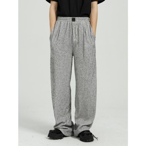 

men's clothing - 2021 spring product korean version personality trend elastic waist loose straight drawstring casual pants, Black