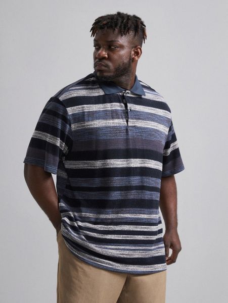 

extended sizes men colorblock polo shirt f6vs#, White;black