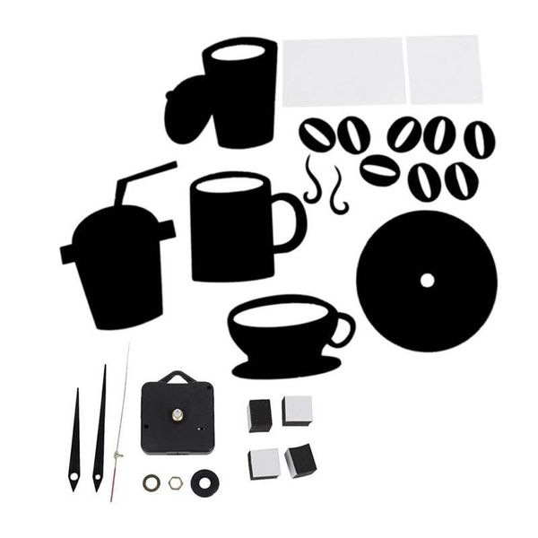 

wall clocks modern diy large cup coffee stickers decals still alarm - black