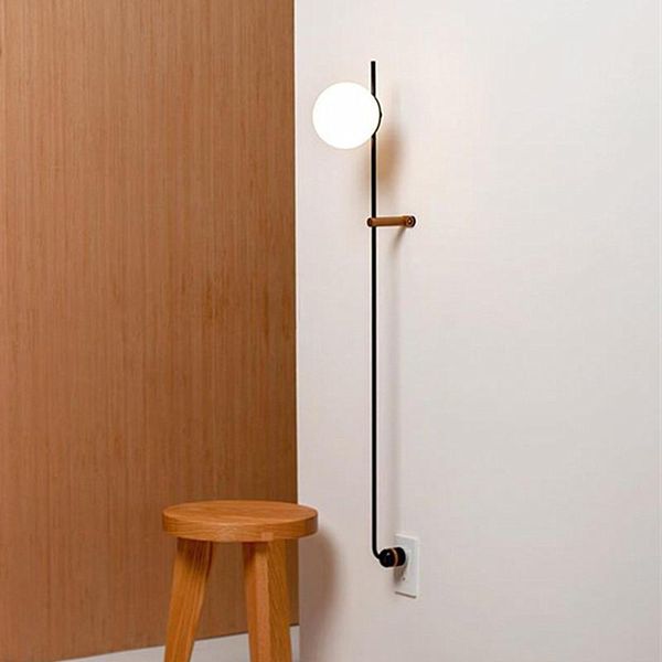 

wall lamps nordic vintage ball lamp iron black long arm e14 bedside mirror light bathroom kitchen minimalist