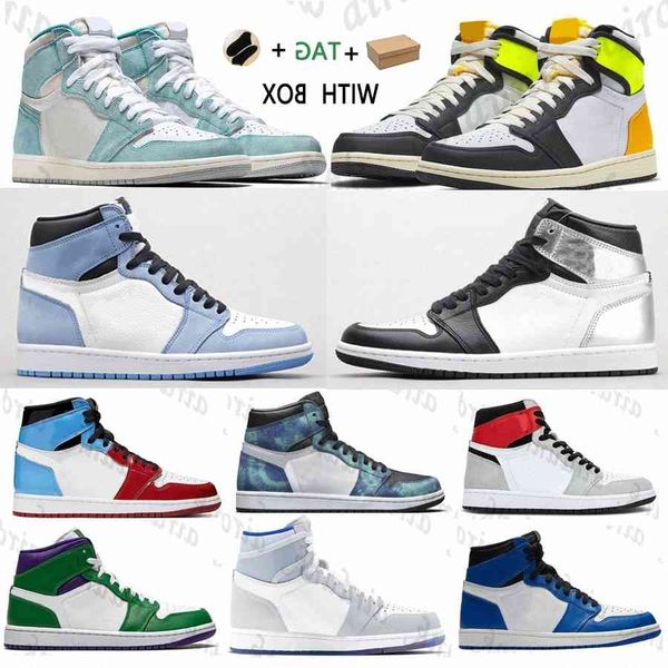 

[with box] union university blue boots shoes jumpman 1 1s mens women designer sneakers fearless obsidian unc patent g y9pr#, Black