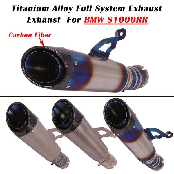 

motorcycle exhaust system slip on for s1000rr 2021 titanium alloy full escape original modify middle link pipe carbon fiber