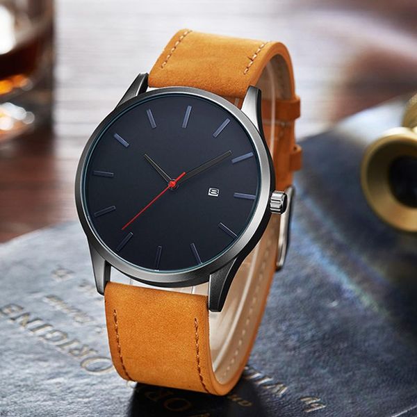 

wristwatches men's watches fashion leather quartz watch men casual sports male erkek kol saati wristwatch montre hombre relogio masculi, Slivery;brown