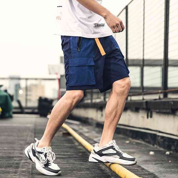 

men's shorts summer style men cargo man hip hop streetwear ribbons zippers knee length short joggers abz387 u5e1, White;black