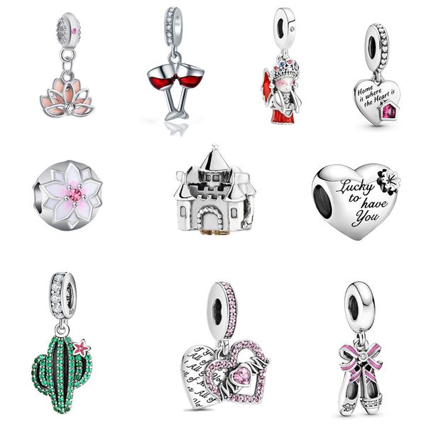 

s925 sterling silver green cactus and rainbow pony beads charm adapting original pandora charms bracelets diy jewelry for women, Bronze;silver