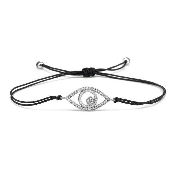 

charm bracelets luxury classic evil eye bracelet for women shiny princess cubic zircon adjustable braided rope bangles copper jewelry gift, Golden;silver