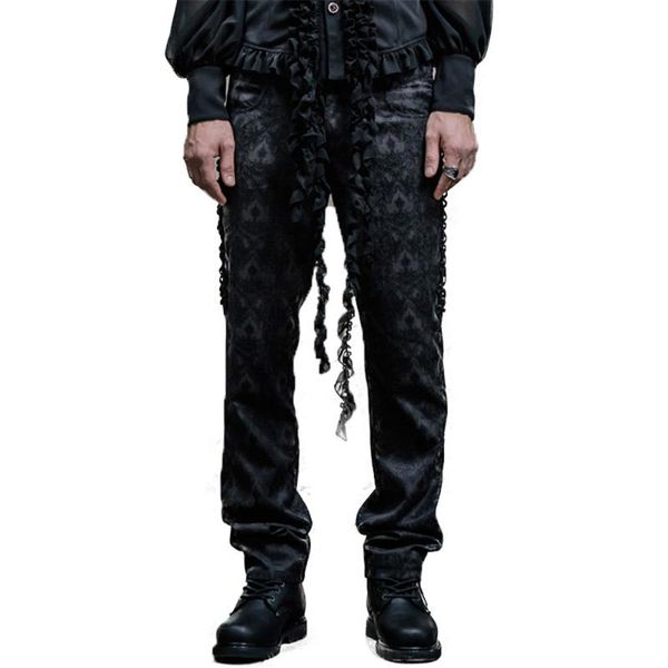 

men's pants arrival mens england style gothic punk fashion polyester buckles hip hop trousers male casual long, Black