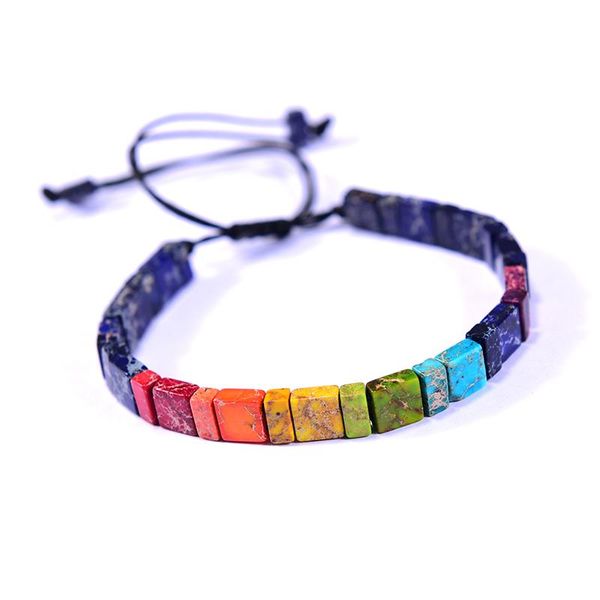 

charm bracelets healing 7 chakra bracelet men women wrap bangles adjustable natural stone yoga buddha player handmade fashion pulseras, Golden;silver