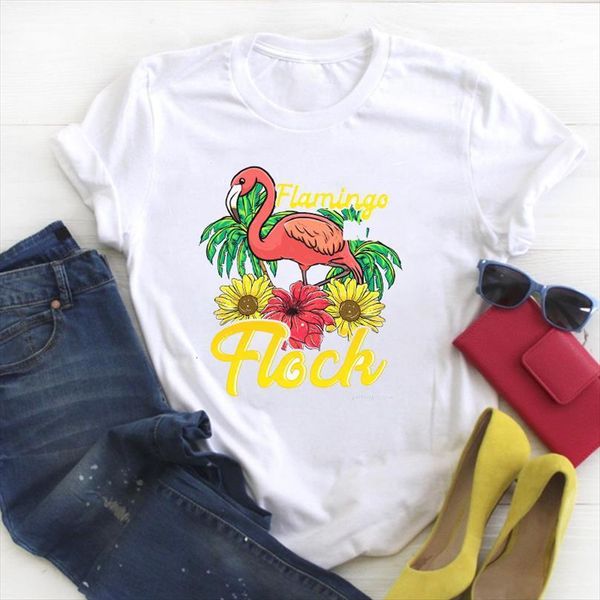 

men flamingo sunflower beach t shirt mens vacay print kawaii ladies summer tee female clothes graphic, White;black