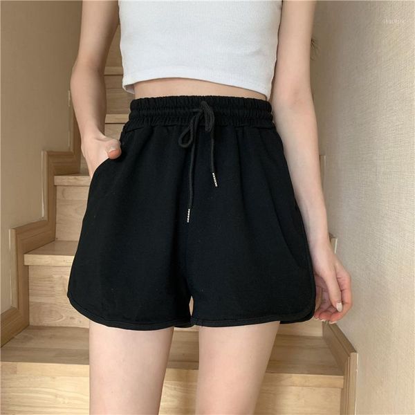 

women's shorts 2960 net red thin section outer wear high waist black sports, White;black