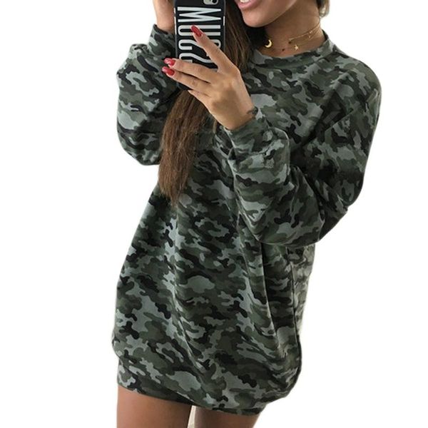 

women sweatshirt hoodies long casual o-neck loose oversized dress autumn sleeve sweatshirts femme vestidos women's &, Black