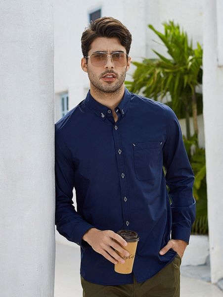 

men pocket patched shirt without f4bb#, White;black