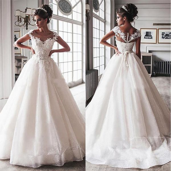 

other wedding dresses large size princess tulle beaded applique lace-up bridal gown custom jewel a line sleeveless dress, White