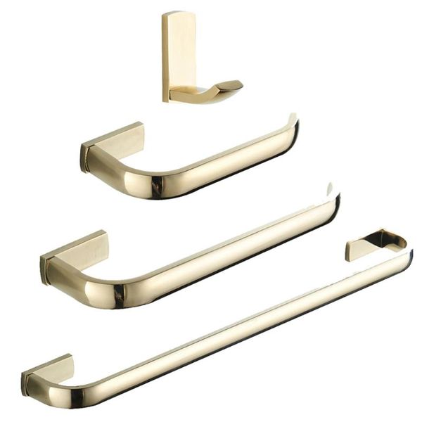 

bath accessory set leyden 4pcs bathroom accessories gold brass wall mount single towel bar ring toilet paper holder clothes hook