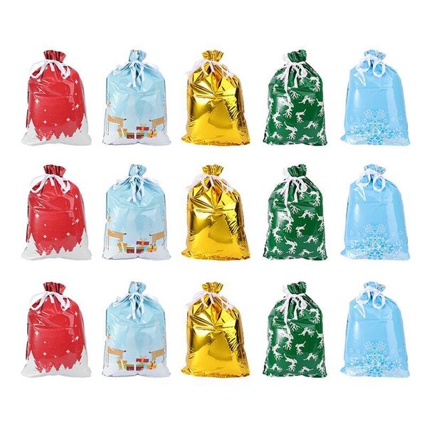 

gift wrap 15pcs christmas drawstring bag double aluminium bunched mouth candy