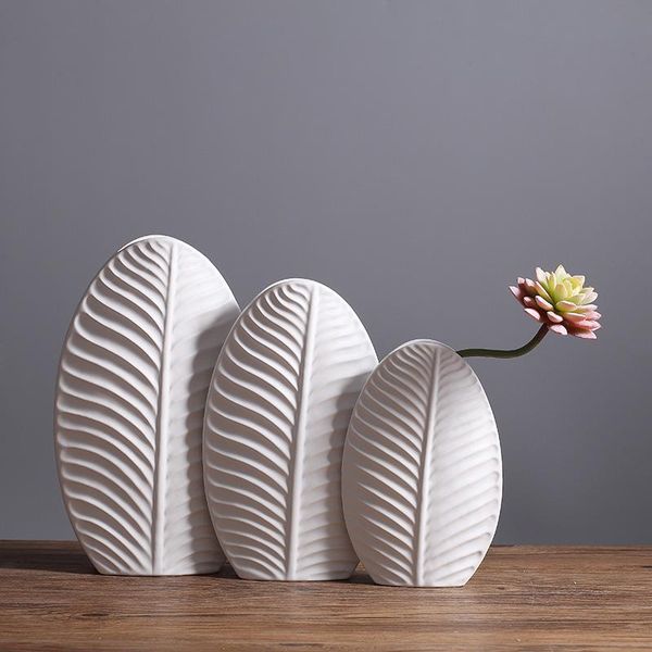 

vases nordic style simple leaves vase figurines home decoration crafts livingroom diningroom table white porcelain ornaments abstract