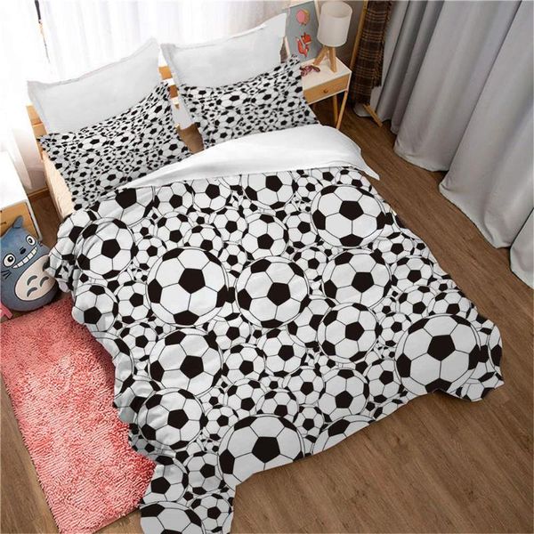 

bedding sets soccer duvet cover set polyester microfiber classical football balls boys decorative 2/3 piece with pillowcases