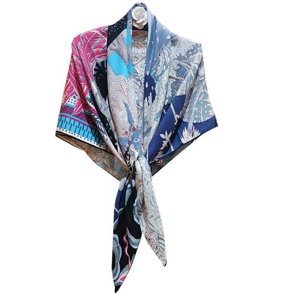 

scarves 3 colors brand designer women scarf silk wool blend big square winter scarfs wraps and shawls handmade sun print pashmina, Blue;gray