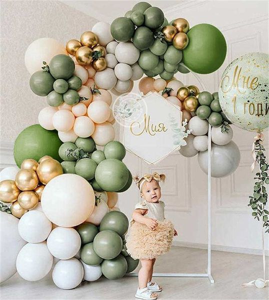 136 stücke Avocado Grün Ballon Garland Arch Kit Retro Farbe Ballon Set Hochzeit Geburtstag Party Dekorationen Baby Dusche Helium 210626