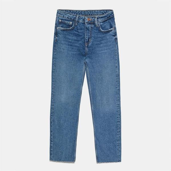 

women's jeans spring and summer straight washed retro cotton cropped pants slim blue casual temperament slimming