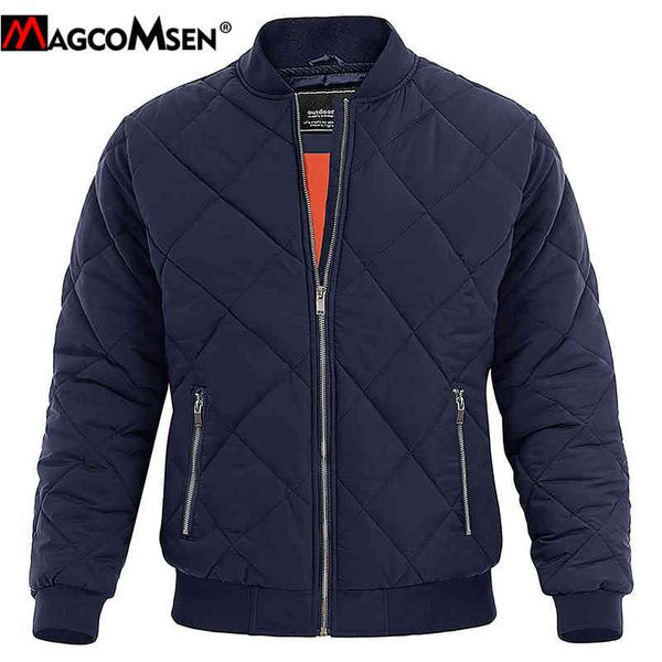 

magcomsen winter thick bomber men pilot coat casual varsity fashion baseball outerwear padded army military et, Black