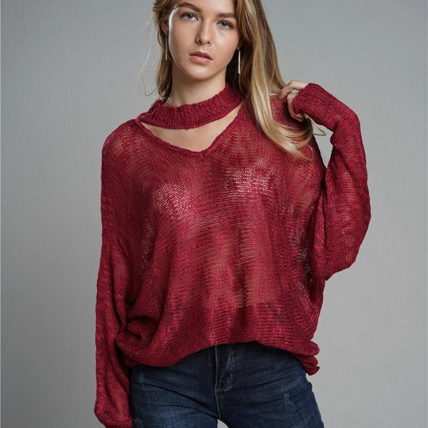 

women's sweaters sweater autumn fashion solid color loose large size hollow thin bat sleeve female 2021, White;black