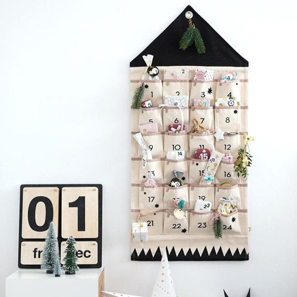 

storage bags 24 pockets calendar bag wall hanging alphanumeric canvas sack ins nordic children room organizer xmas home decor