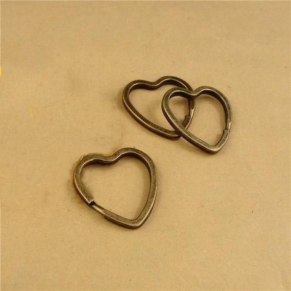 keychains 10pcs heart key ring keychain circle gold/rhodium/antique bronze plated split chains keyrings diy, Silver