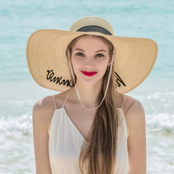 

anti-uv wide brim cotton linen sun hat for women vacation summer panama foldable bucket large korean beach 2021 hats, Blue;gray