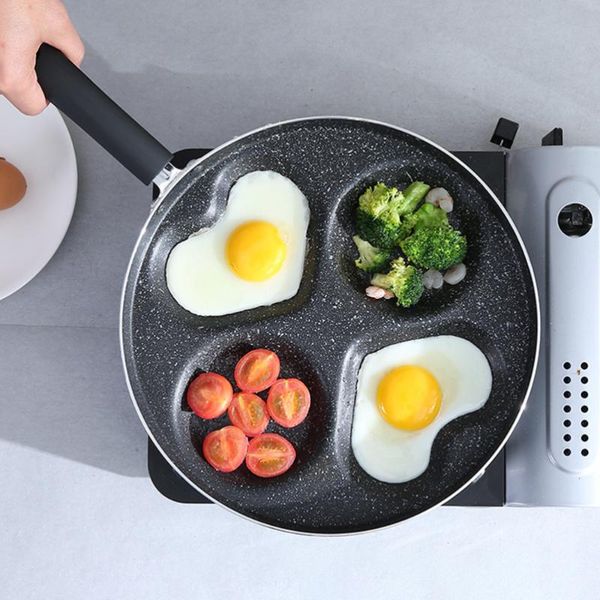

pans four-hole frying pot thickened non-stick egg pancake steak pan heart-shaped cooking ham breakfast maker (28cm)