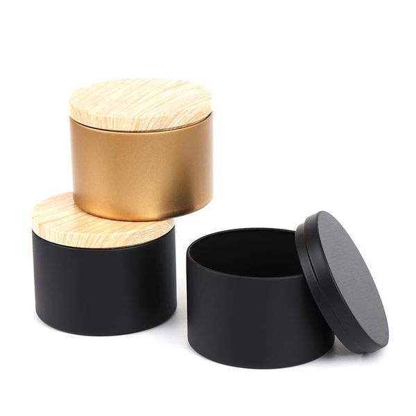 

candle jars empty round box tinplate can with wood grain lids container cosmetic pot storage bottles &