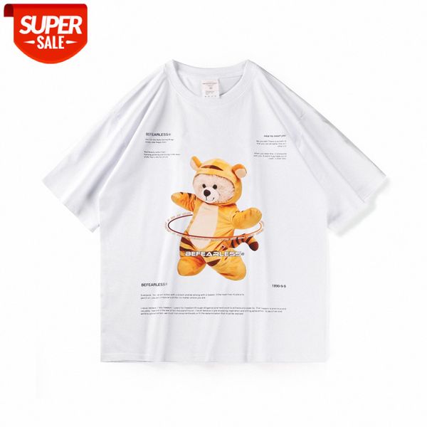 

befearle cartoon anime summer t-shirt men and women couples the same style hong kong ins loose short-sleeved tide brand #y54m, White;black