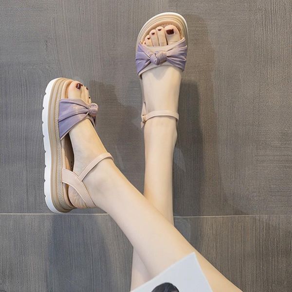 

sandals 2021 summer womens european style purple flat wedge women shoes buckle fashion outdoor female sandalies, Black