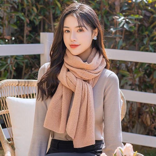 

scarves winter lamb wool scarf women 2021 knitted warm neck elegant pashmina shawls wraps foulard autumn cashmere, Blue;gray