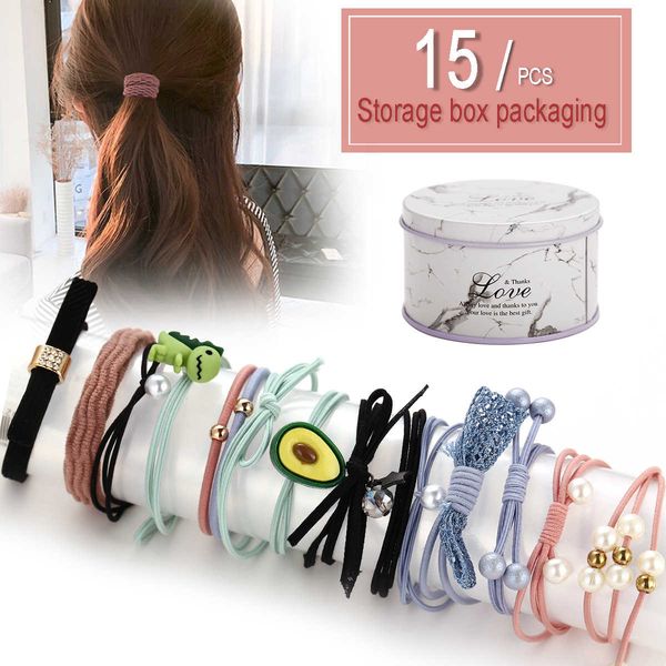 

6183 hanzhishangxiao fresh hair rope hair ponytail rubber band creative sweet headband hairband 15 piece set