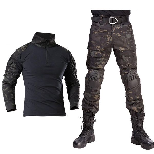 

tactical combat shirt military uniform us army clothing tatico multicam camouflage hunting fishing pants elbow/knee sets, Camo
