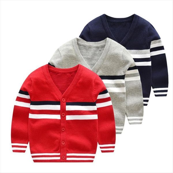 

england style baby boys cardigan sweater autumn children clothing v neck striped kids knitted fashion coat, Blue
