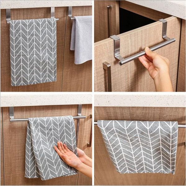 

hooks & rails 1 day ship towel rack over door bar hanging holder stainless steel bathroom kitchen cabinet rag shelf hanger