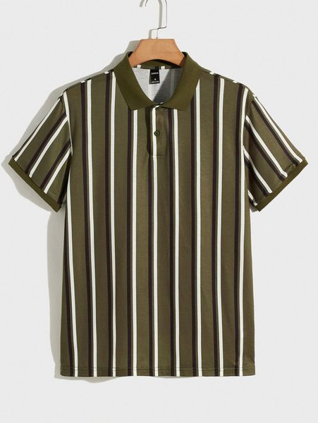 

men striped print polo shirt i4fb#, White;black