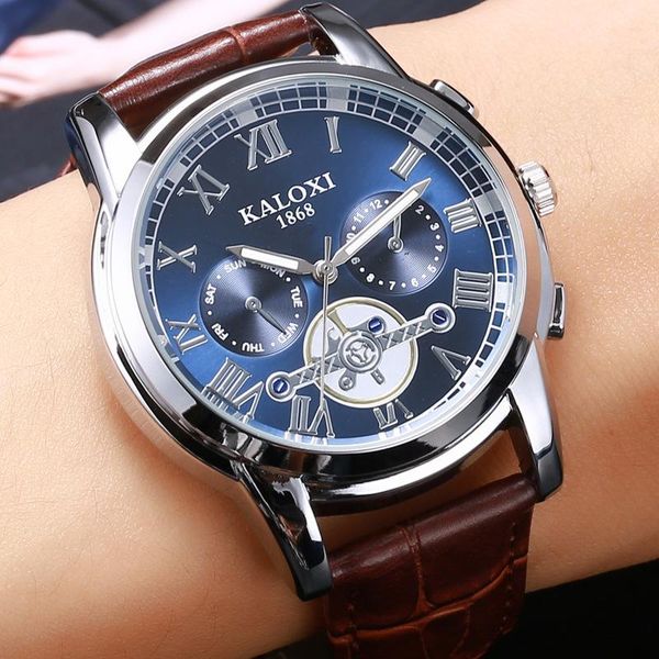 

wristwatches kaloxi men watches full steel waterproof sport quartz watch fashion date clock chronograph relogio masculino, Slivery;brown