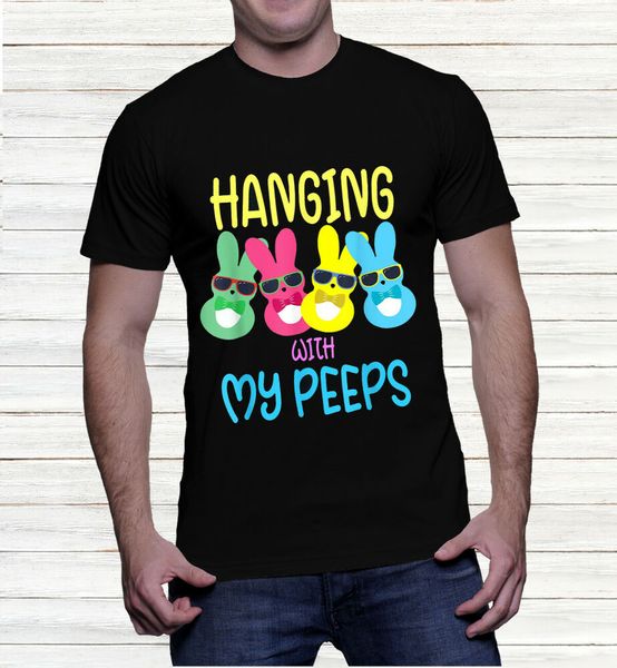 

easter day hanging with my peeps bunny t-shirt, White;black