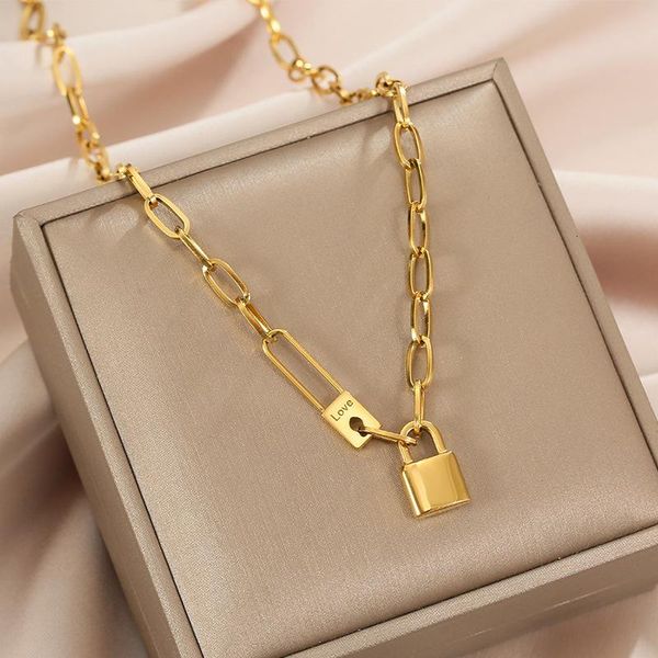 

street hip hop high sense latch pendant necklace women's fashion k gold cool wind clavicle chain, Silver