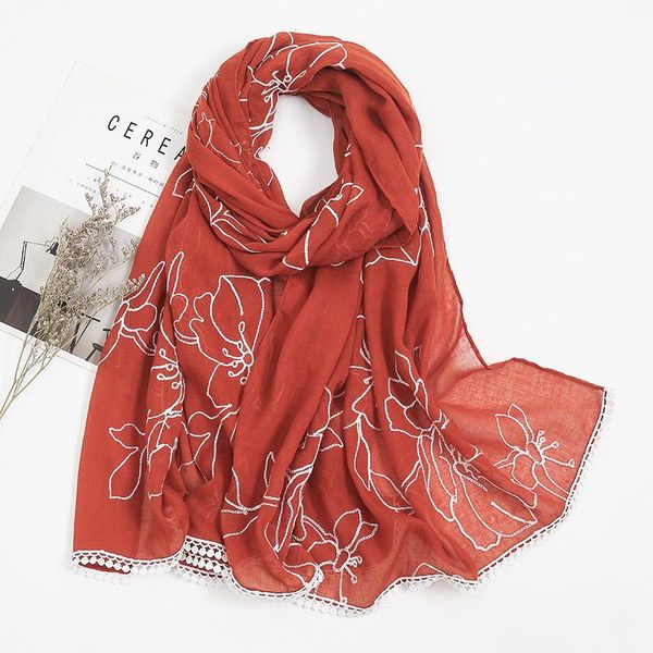 

scarves cotton scarf embroidered lace with a hundred shawls monochrome long autumn and winter warm thin yarn women, Blue;gray
